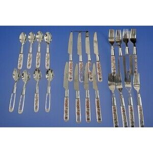 Fragonard Cottage Core Vintage Flower Pattern Silverware Set Of 8